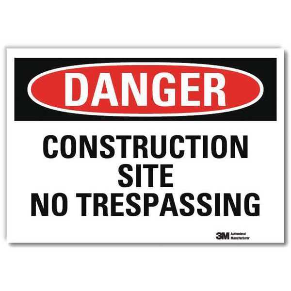 Danger Sign, 5 in H, 7 in W, Reflective Sheeting, Horizontal Rectangle, English, U3-1250-RD_7X5