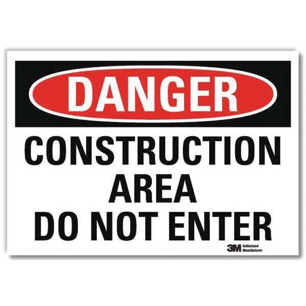 Danger Sign, 7 in H, 10 in W, Reflective Sheeting, Vertical Rectangle, English, U3-1240-RD_10X7