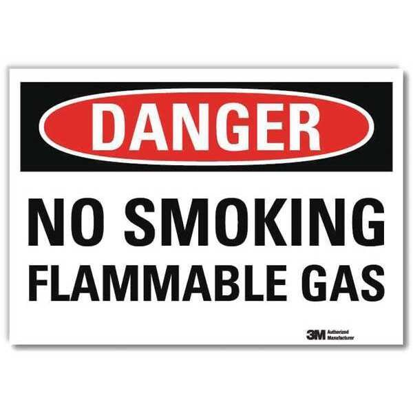 Danger No Smoking Sign, 5 in H, 7 in W, Reflective Sheeting, Horizontal Rectangle, U3-1837-RD_7X5