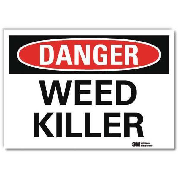 Danger Sign, 5 in H, 7 in W, Reflective Sheeting, Horizontal Rectangle, English, U3-2071-RD_7X5