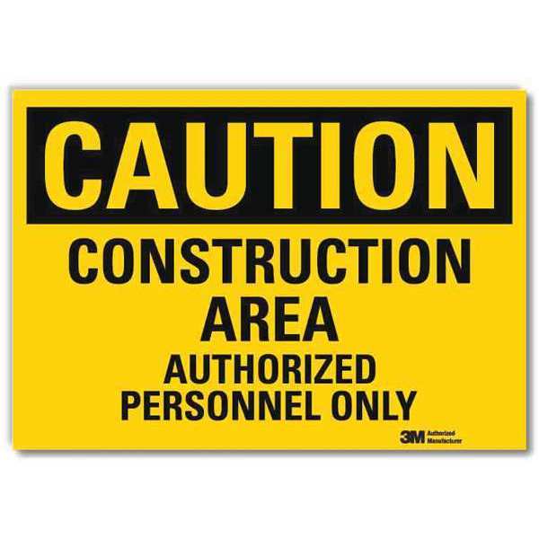 Safety Sign, Construction, 5in.H