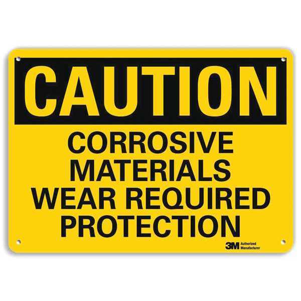 Safety Sign, Corrosive Materials, 7in.H
