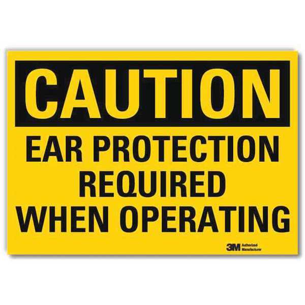 Safety Sign, Ear Protection, 14in.W