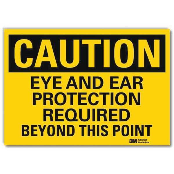 Safety Sign, Eye Ear Rqrd Point, 14in.W