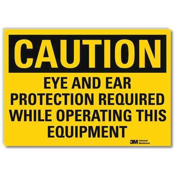 Safety Sign, Eye Ear Prtctn Eqpmnt, 5in.H
