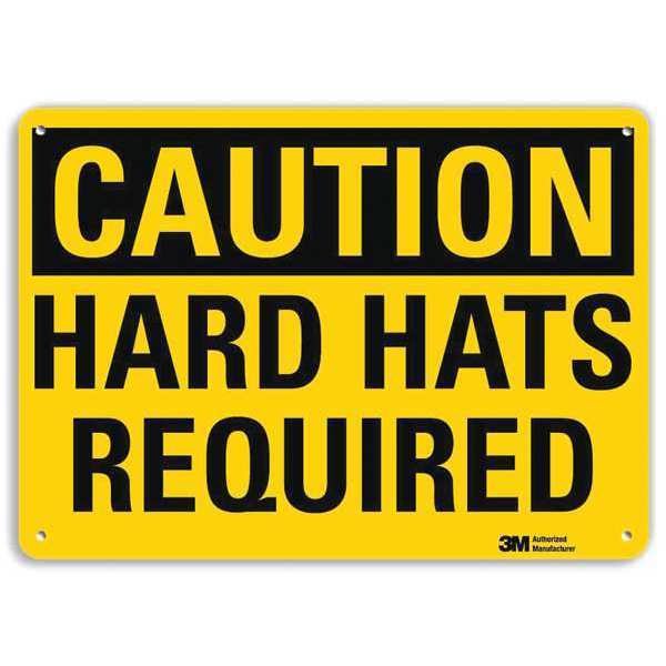 Safety Sign, Hard Hats Required, 7in.H