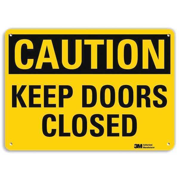 Safety Sign, Keep Doors Clsd, 7in.H