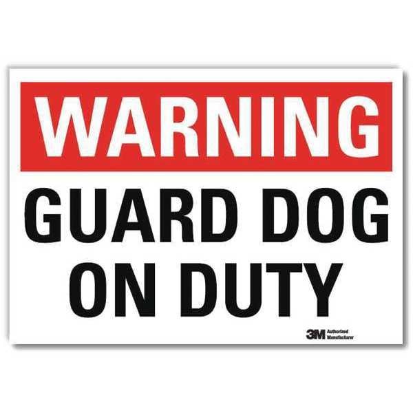 Security Sign, Guard Dog On Duty, 10 in. W