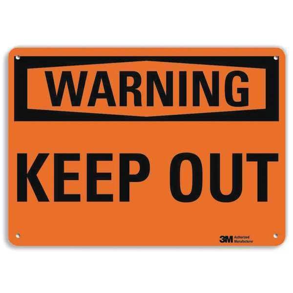 Warning Sign, Keep Out, Black/Orange, 7in H