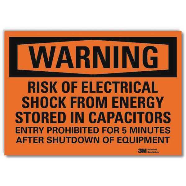 Warning Sign, 5 in Height, 7 in Width, Reflective Sheeting, Horizontal Rectangle, English