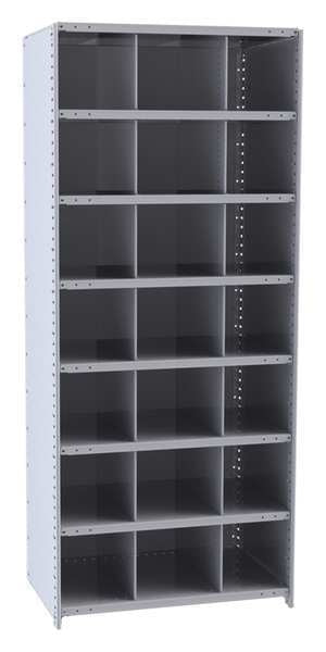 Steel Starter Pigeonhole Bin Unit, 24 in D x 87 in H x 36 in W, 8 Shelves, Gray