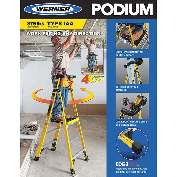 6 ft Fiberglass Podium Stepladder