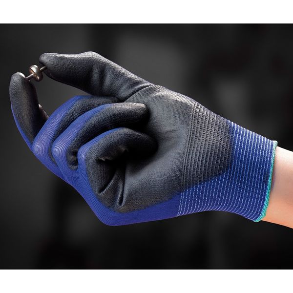 Polyurethane Coated Gloves, Palm Coverage, Blue, 7, PR