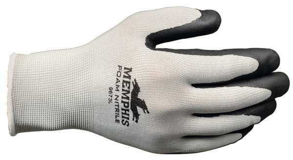 Foam Nitrile Coated Gloves, Palm Coverage, Black/Gray, L, PR
