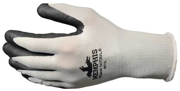 Foam Nitrile Coated Gloves, Palm Coverage, Black/Gray, L, PR