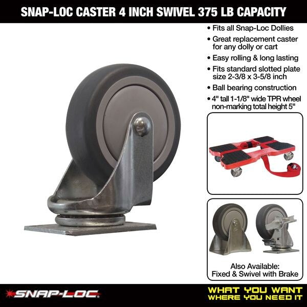 Caster 4 In., Swivel, 375 lb Capacity