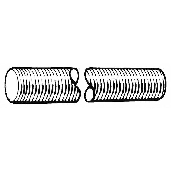 Fully Threaded Rod, M24-3mm, 3 m, Steel, Class 4.8, Zinc Plated Finish