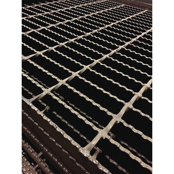 Bar Grating, Serrated, 36 in L, 36 in W, 2.0 in H, Black Painted Steel Finish