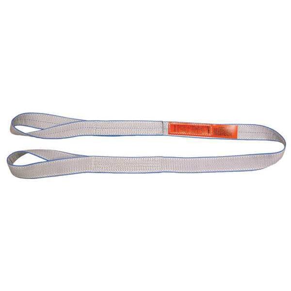 Web Sling, Twisted Eye and Eye, 5 ft L, 1 in W, Tuff-Edge Polyester, Silver