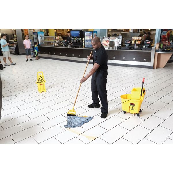 1 in String Wet Mop, 16 oz Dry Wt, Slide On Connection, Looped-End, Green, Microfiber