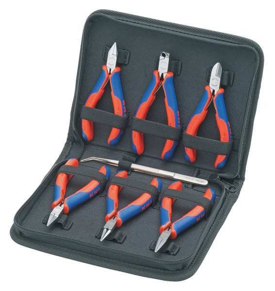 6 Piece Plastic Grip Precision Plier Set Dipped Handle