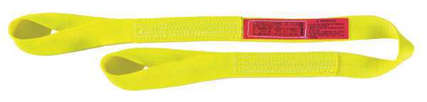 Web Sling, Twisted Eye and Eye, 6 ft L, 6 in W, Nylon, Yellow