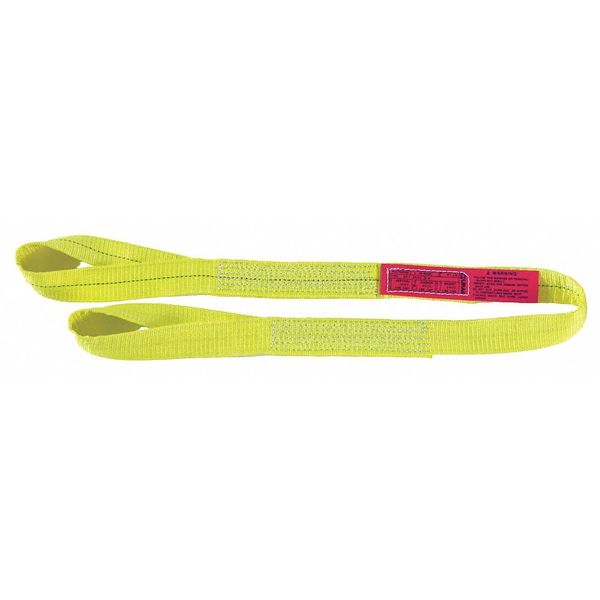Web Sling, Twisted Eye and Eye, 4 ft L, 6 in W, Polyester, Yellow