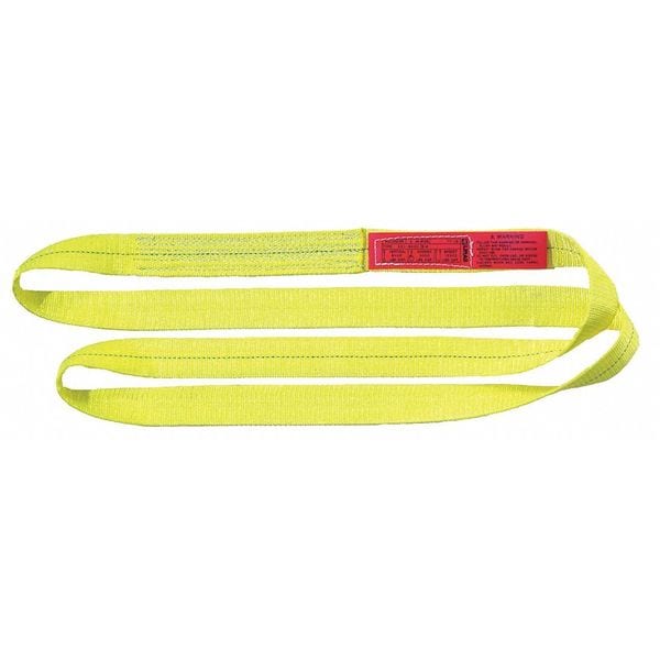 Web Sling, Endless, 7 ft L, 2 in W, Polyester, Yellow