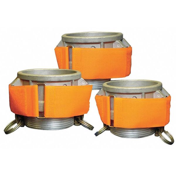 Back-to-Back Strap, No Adhesive, 25 in, 2 in Wd, Orange, 10 PK