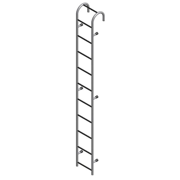 Storage Tank Ladder, Steel, 10 Steps, Gray Powder Coated Finish