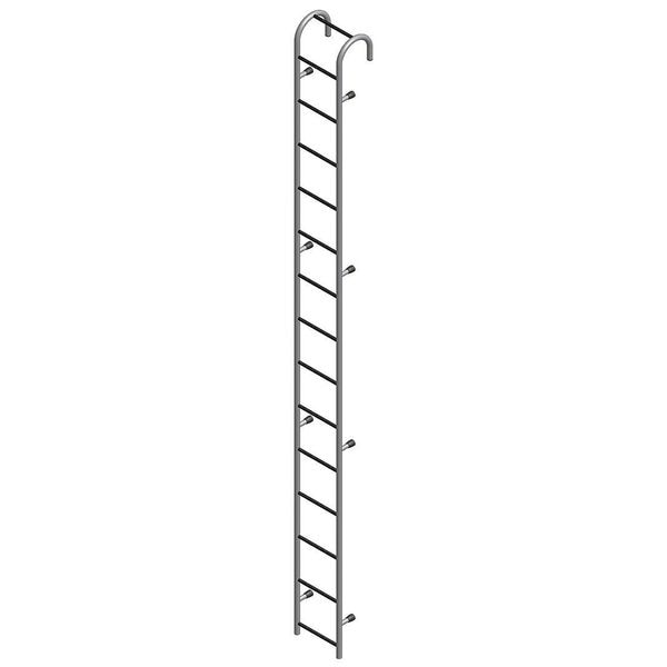 Storage Tank Ladder, Steel, 14 Steps, Gray Powder Coated Finish