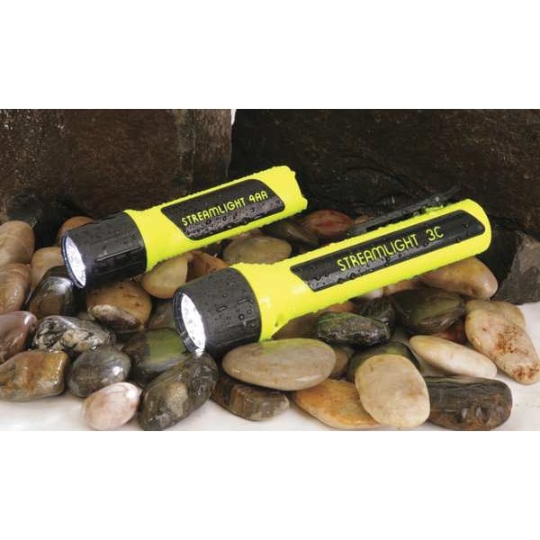 Yellow No Led Industrial Handheld Flashlight, Alkaline AA, 67 lm