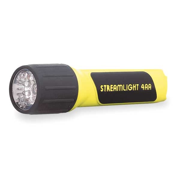 Yellow No Led Industrial Handheld Flashlight, Alkaline AA, 67 lm