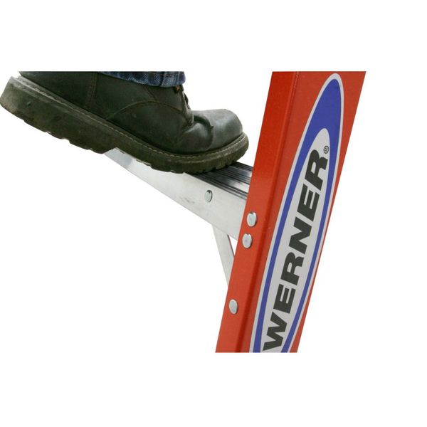 Fiberglass Stepladder, 10 ft Ht, 9 Steps, 300 lb, 65 7/8 in Base Spread, 30 3/8 in Bottom W