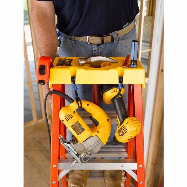 Fiberglass Stepladder, 10 ft Ht, 9 Steps, 300 lb, 65 7/8 in Base Spread, 30 3/8 in Bottom W