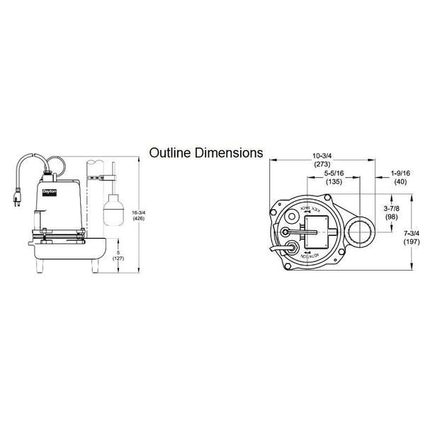 1/2 HP 2 in. Auto Submersible Sewage Pump 115V Tether