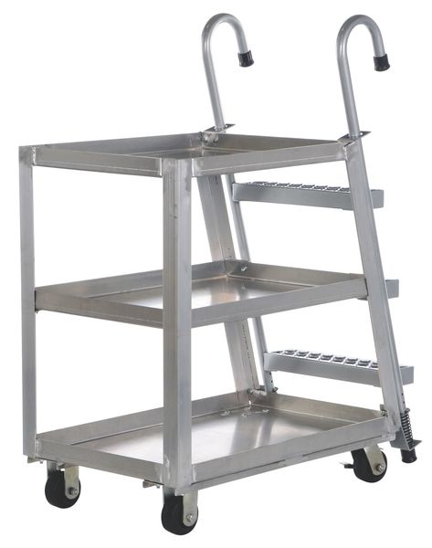 Aluminum Stock Picking Ladder Cart 1000 lb. Capacity, 40