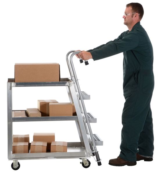 Aluminum Stock Picking Ladder Cart 1000 lb. Capacity, 40