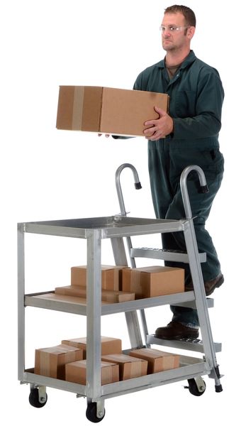 Aluminum Stock Picking Ladder Cart 1000 lb. Capacity, 40