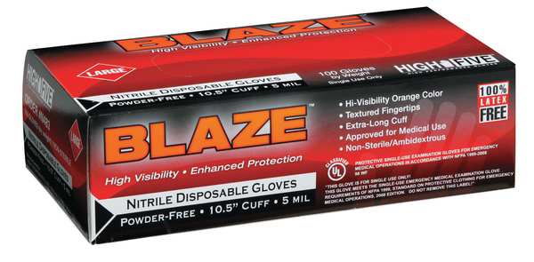 Microflex Disposable Nitrile Gloves, Exam Grade, Powder-Free, L, (9), Hi-Vis Orange, 100 Pack