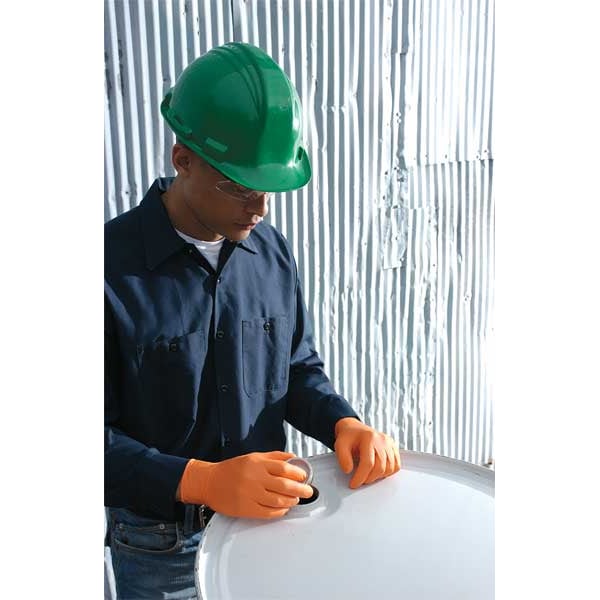 High Visibility Exam Gloves, Nitrile, Powder Free, Orange, S, 100 PK