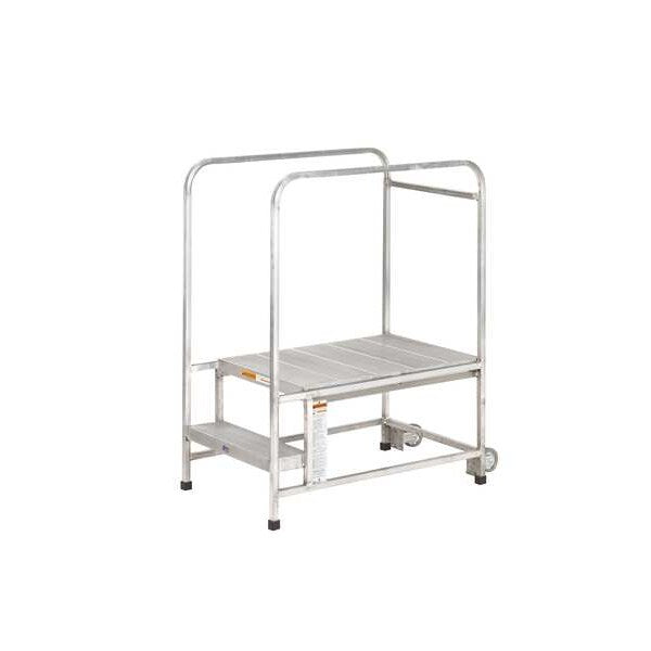 Aluminum Mobile Work Platform, 2 Steps, No Handrails, 36
