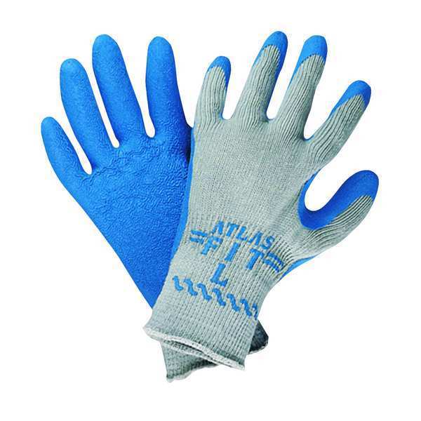 Natural Rubber Latex Coated Gloves, Palm Coverage, Blue/Gray, S, PR
