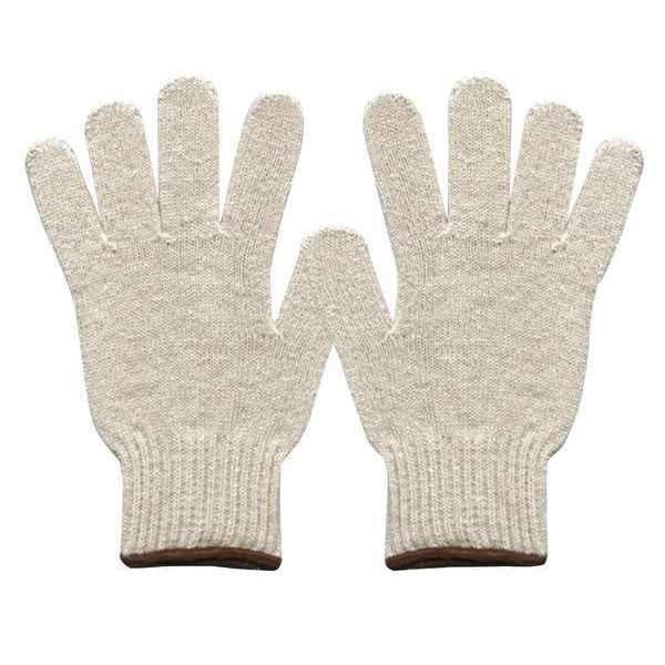 String Knit Gloves, Standard Weight, Uncoated, Cotton/Polyester, Large (Size 9), White