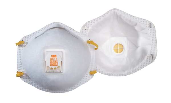 N95 Disposable Respirator, 8511, Cool Flow Exhalation Valve, Dual Headstrap, Nose Clip, Pack of 10