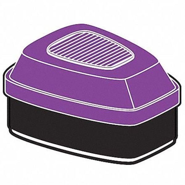 Combination Cartridge/Filter, Organic Vapor (OV)/P100, Bayonet, NIOSH, Black/Magenta, 2 Pack