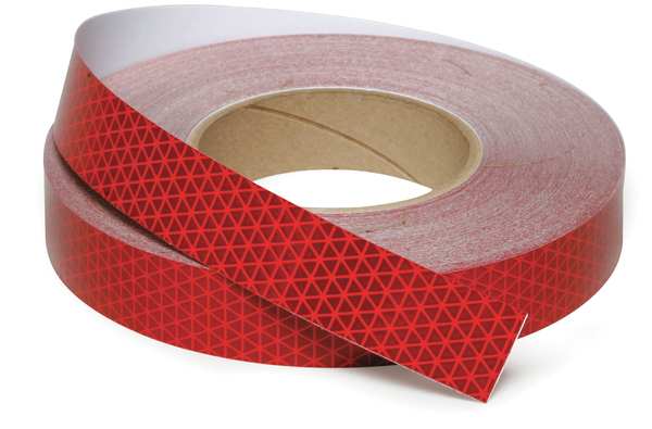Reflective Tape, W 1 In, L 50 Yd, Red