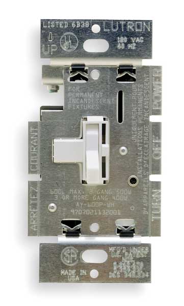 Lighting Dimmer, 1-Pole, Toggle, White