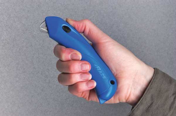 Safety Knife, Multipurpose, 5 1/2 in Length, Rounded Safety Blade, Ergonomic Handle, Blue