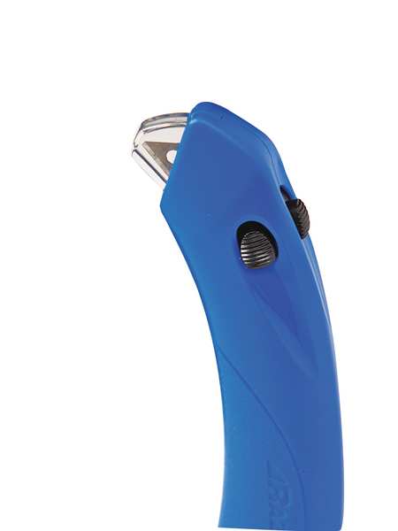 Safety Knife, Multipurpose, 5 1/2 in Length, Rounded Safety Blade, Ergonomic Handle, Blue